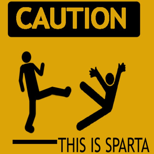 this is sparta 棒人形が蹴り落とす